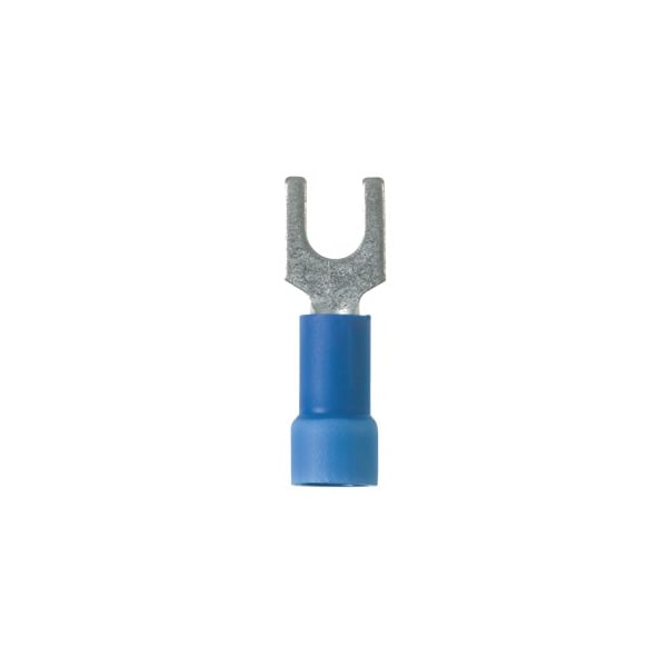 Ring Terminal, #10 Stud Size, 14 AWG, 600 V, Vinyl Insulated, Blue, 100 PK
